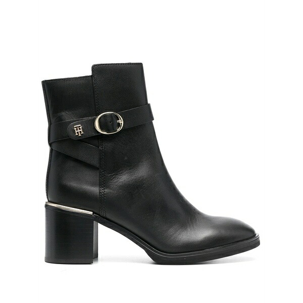 トミー ヒルフィガー レディース ブーツ シューズ 70粍 side buckle-detail ankle boots Black