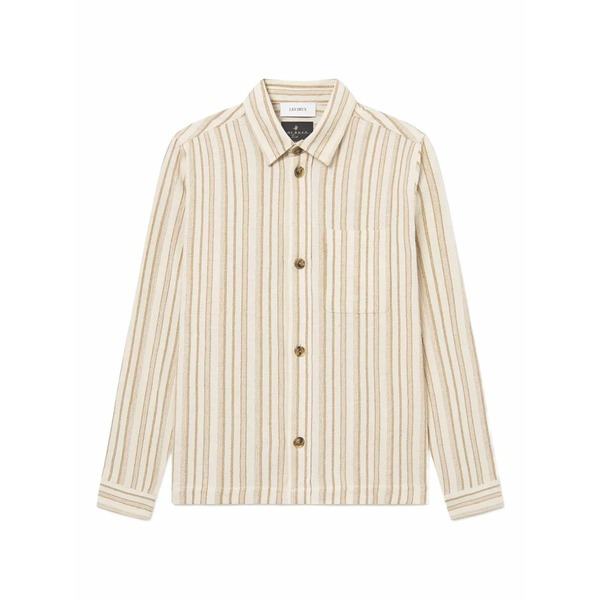 レ ドゥ メンズ 上衣＆上衣 アウター Stripe long-sleeve shirt jacket Neutrals