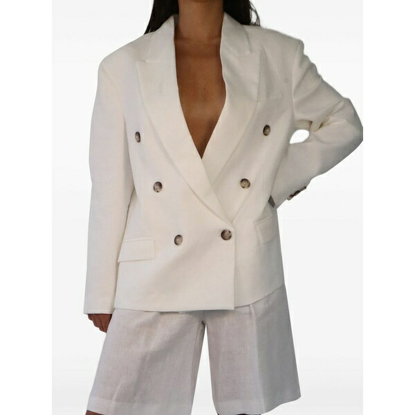 ヴィコロ レディース 上衣＆上衣 アウター Double-breasted button blazer White レディースファッション-コート・ジャケット