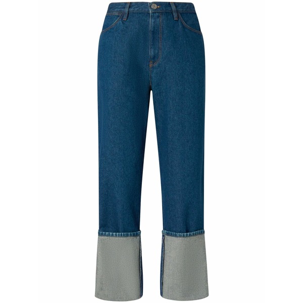 ピンコ レディース デニムパンツ ボトムス Turn-up straight jeans Blue|asty