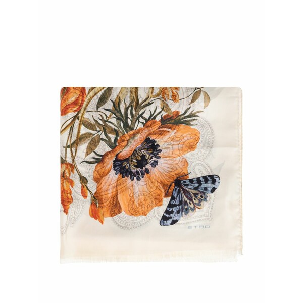 エトロ レディース えり巻き・袈裟・えり巻き 付属物 Floral-print silk scarf Neutrals