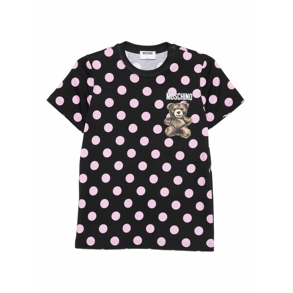 モスキーノ レディース プルオーバー トップス Polka-dot teddy-print t-shirt Black