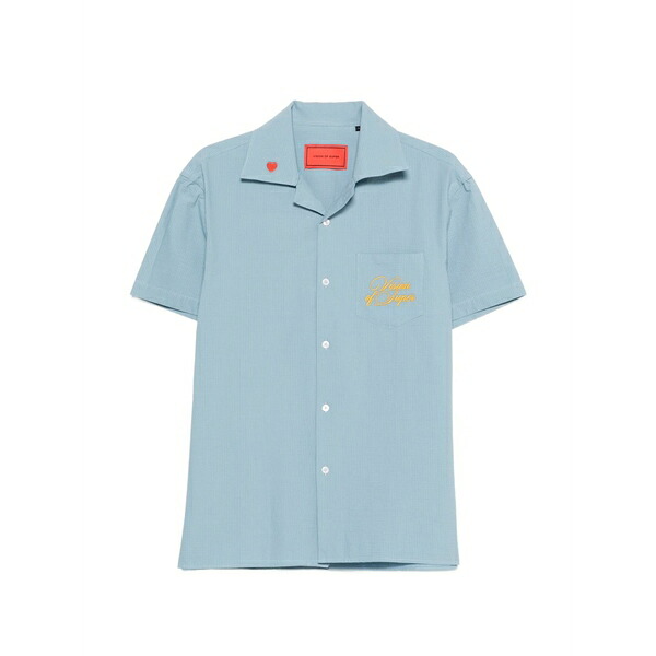 ヴィジョン・オブ・スーパー メンズ シャツ トップス Logo-embroidered shirt Blue|asty