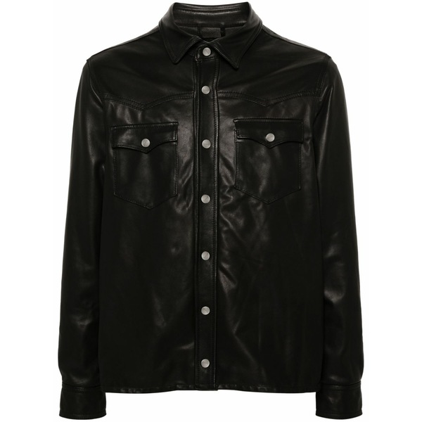 ジョルジオ ブラット メンズ ジャケット&ブルゾン アウター Leather shirt jacket Black|asty