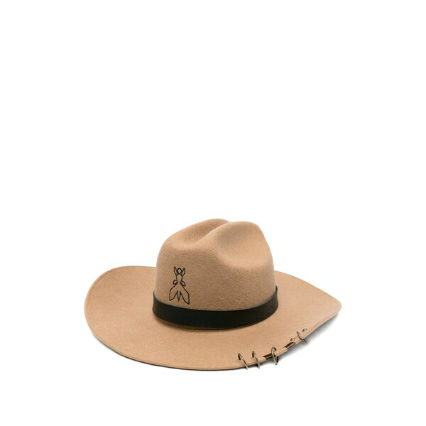 パトリツィア ペペ レディース 鳥打ち帽 付属物 Embroidered-detail ring-embellished hat Neutrals