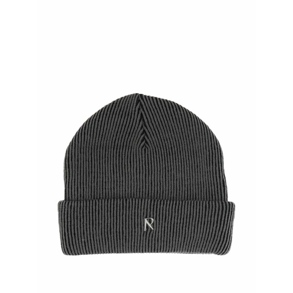 リプレゼント メンズ 帽子 アクセサリー Ribbed logo-plaque beanie hat Grey｜asty