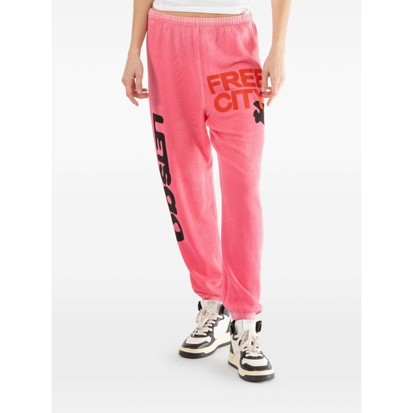フリーシティ レディース カジュアルパンツ ボトムス Letters-print sweatpants Pink|asty