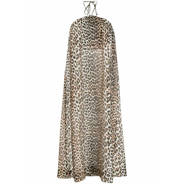 ガニー レディース ワンピース トップス Leopard-print halterneck maxi dress Brown｜asty