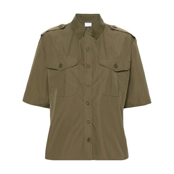 アスペジ レディース シャツ トップス Button-up cotton shirt Green｜asty