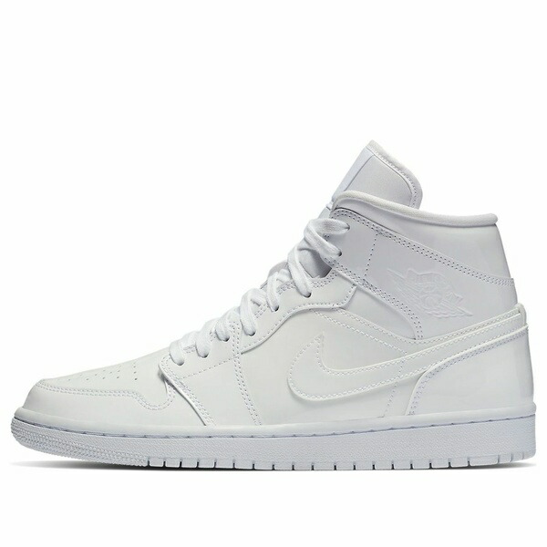 Jordan ジョーダン レディース スニーカー  【(WMNS) Air Jordan 1 Mid Patent \u0027Triple White\u0027 BQ6472-111】  大きさ US_7(24.0糎)