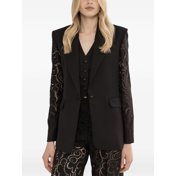 ニッサ レディース 上衣＆上衣 アウター Embroidered single-breasted blazer Black