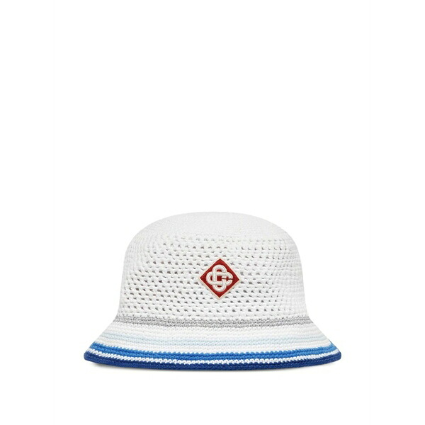 カサブランカ メンズ かぶり笠 付属品 Mesh stripe crochet hat White