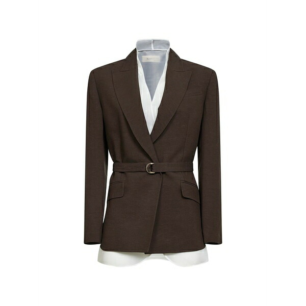 ブランカ ヴィータ レディース 上衣＆上衣 アウター Belted peak-lapel blazer Brown