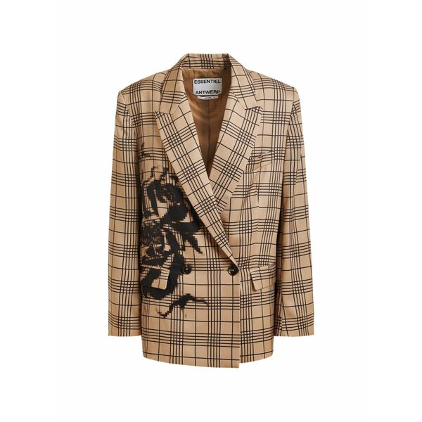 エッセンシャルアントワープ レディース 上衣＆上衣 アウター Juliana checked-print double-breasted blazer Neutrals