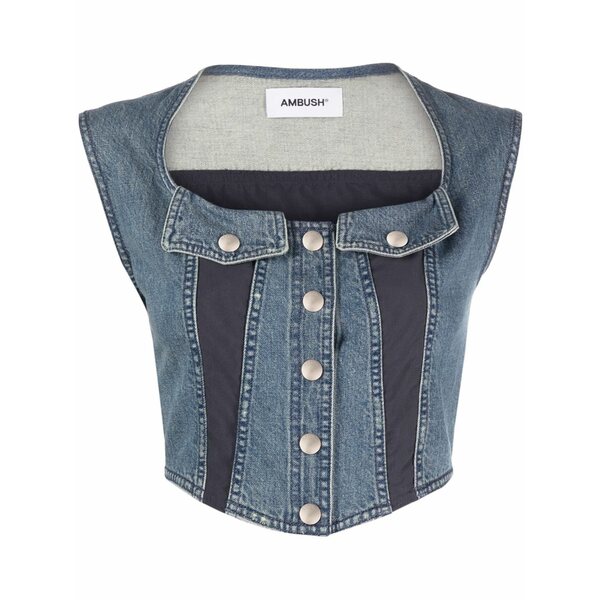 アンブッシュ レディース カットソー トップス Bustier-style denim vest Blue｜asty