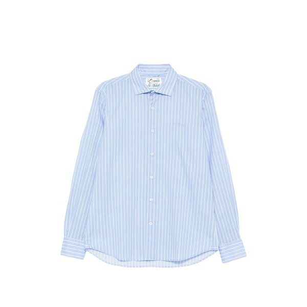 エムシーツーセイントバース メンズ プルオーバー トップス Striped long-sleeve shirt Blue カジュアルシャツ-メンズファッション-トップス