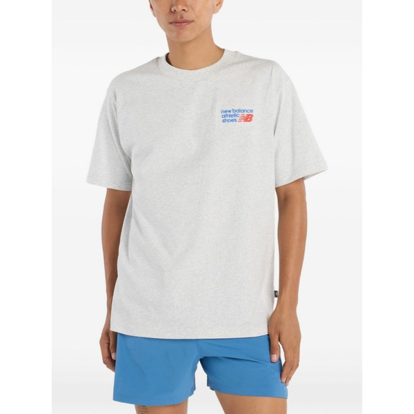 ニュー平衡にする メンズ プルオーバー トップス Logo-embroidered t-shirt Grey