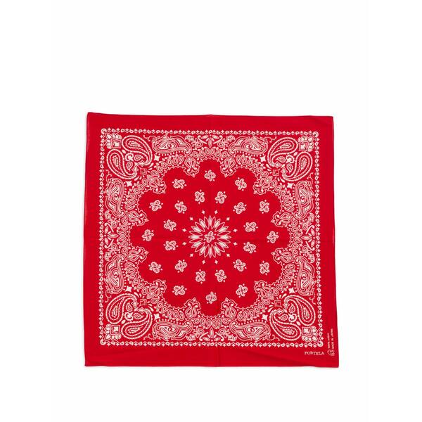 フォルテラ メンズ 消音装置・袈裟・えり巻き 佩び物 Japanese paisley-pattern bandana  Red