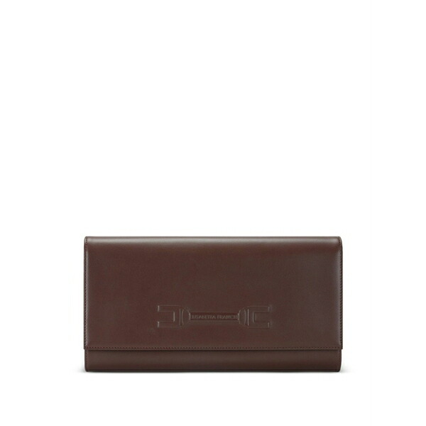 エリザベスフランキ レディース クラッチペダル御徒面子 御徒面子 Leather clutch bag Brown
