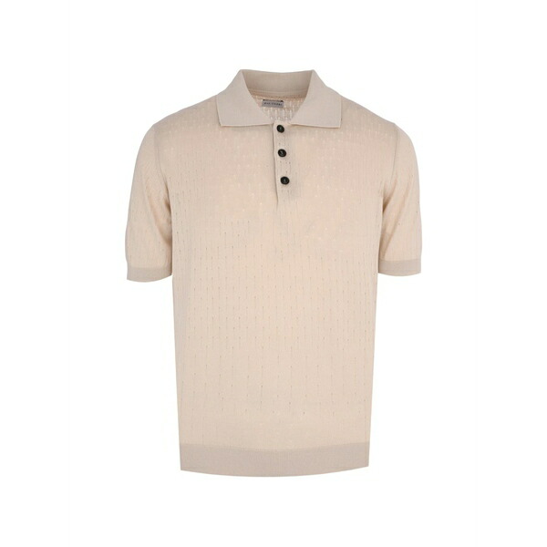 パルジレリ メンズ スポーツシャツ トップス Open-knit cotton polo shirt Neutrals