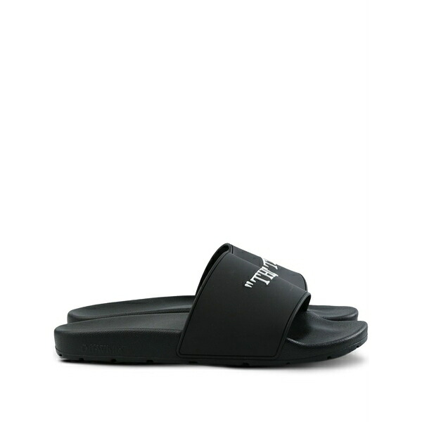 象牙色 メンズ サンダル シューズ Text-embellished slides Black