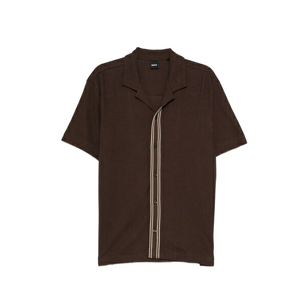 ボス メンズ シャツ トップス Knitted button shirt Brown｜asty 48,480円