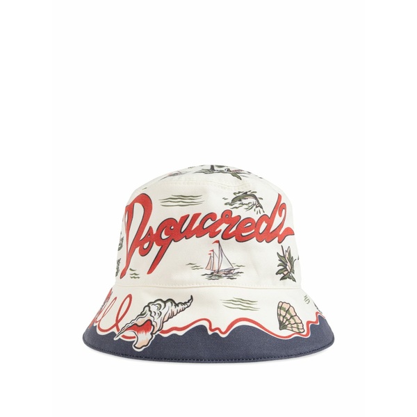 ディースクエアード メンズ 鳥打ち帽 付属物 Beach-print bucket hat White