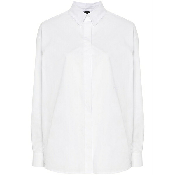 ピンコ レディース プルオーバー トップス Embroidered-logo poplin shirt White