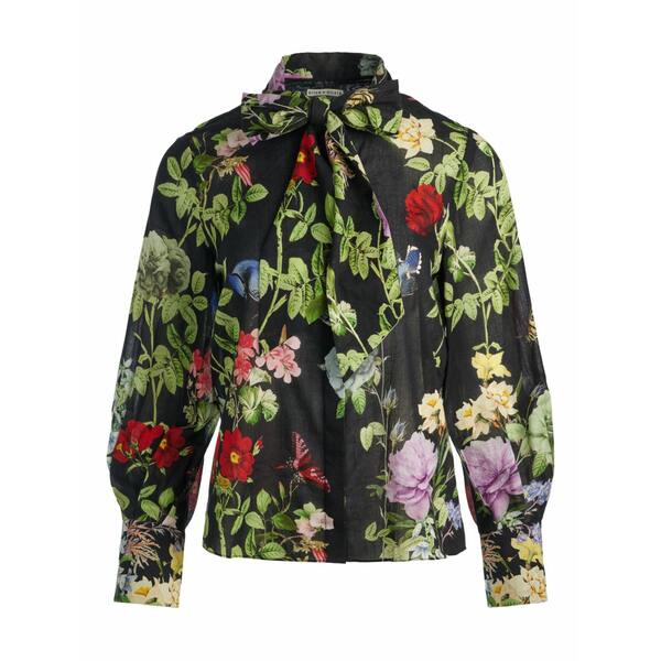 アリス アンド オリビア レディース シャツ トップス Lloyd floral-print shirt Black