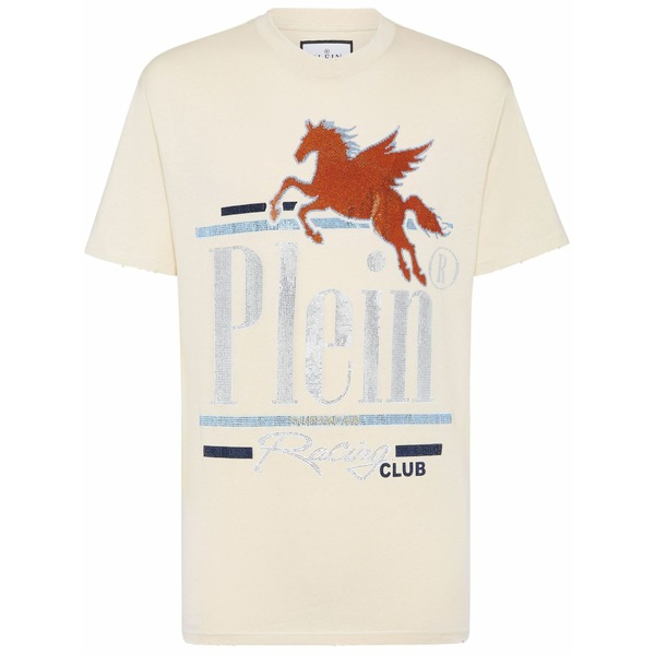 フィリップ飾り気の無い メンズ ティーシャツ トップス Racing club t-shirt Neutrals Tシャツ・カットソー-トップス