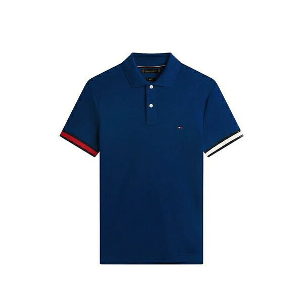 トミー ヒルフィガー メンズ スポーツシャツ トップス Cuffed logo polo shirt Blue