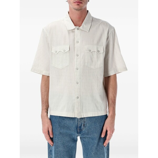 リーヴァイズジーンズ メンズ プルオーバー トップス Check-pattern short-sleeve shirt White