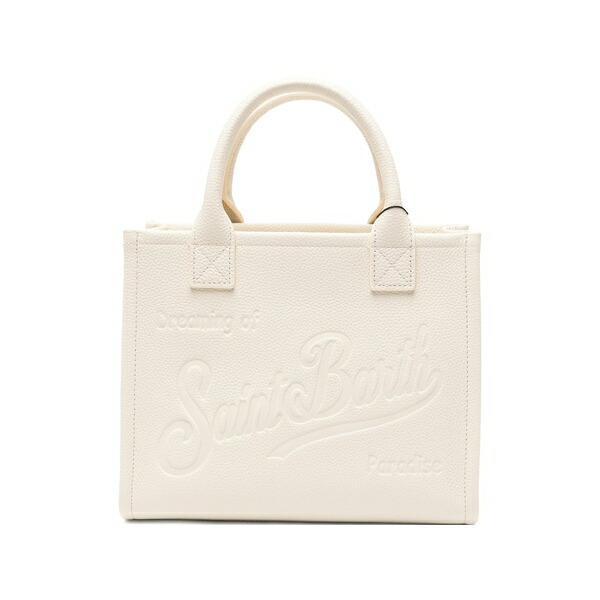 エムシーツーセイントバース レディース トートバッグ 御徒面子 Logo-embossed grained leather tote bag White トートバッグ-バッグ・小物・ブランド雑貨