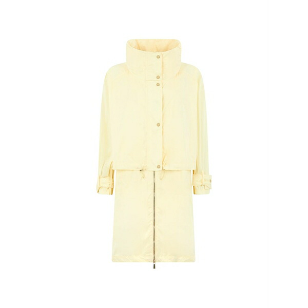 ムーレー レディース 厚地の外套 アウター High-collar zip-up coat Yellow