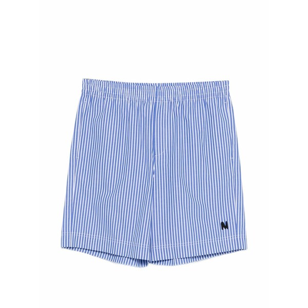 エムエスジイエム メンズ 心地好いズボン下 ボトムス Striped logo-patch shorts Blue