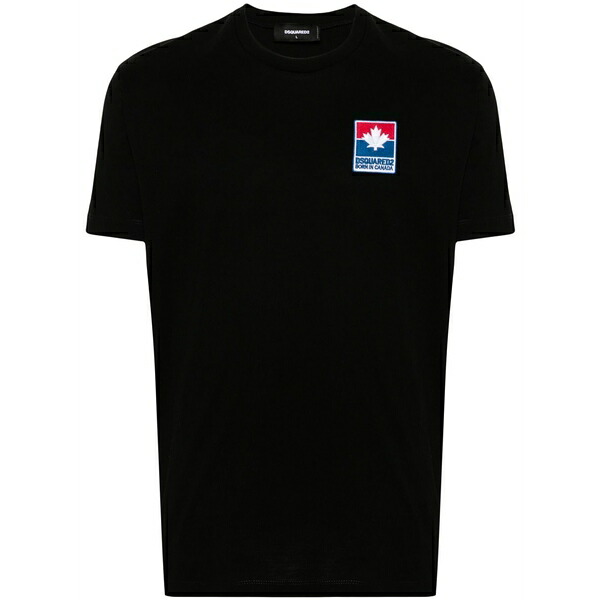 ディースクエアード メンズ プルオーバー トップス Logo-patch t-shirt Black
