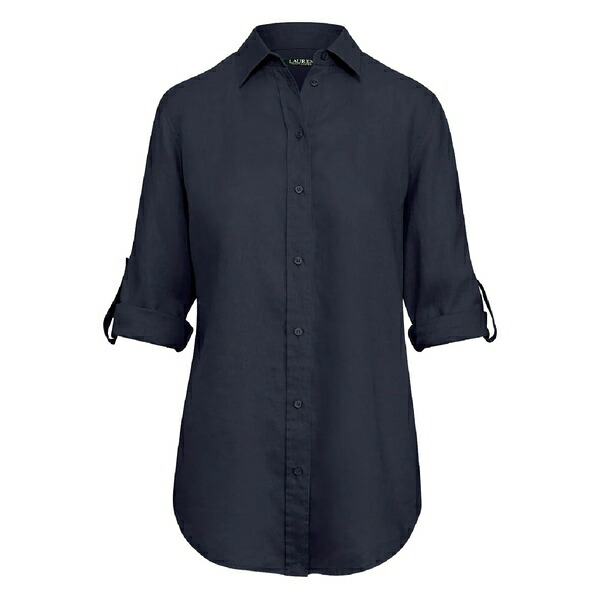 ラルフローレン レディース シャツ トップス Button-fastening linen shirt Blue｜asty