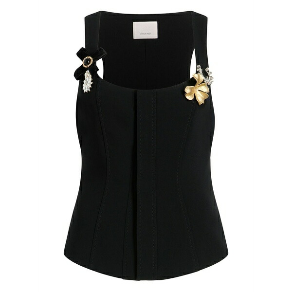 サンクアセプト レディース カットソー トップス Aliana embellishment vest Black｜asty