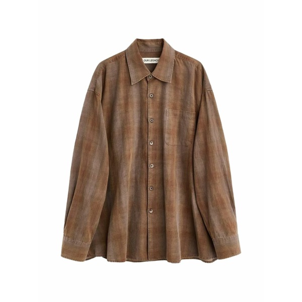 アワーレガシー メンズ プルオーバー トップス Checked chest-pocket shirt Brown