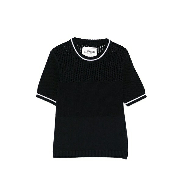 アイスバーグレタス レディース プルオーバー トップス Open-knit t-shirt Black
