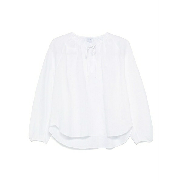 アスペジ レディース シャツ トップス Linen blouse White