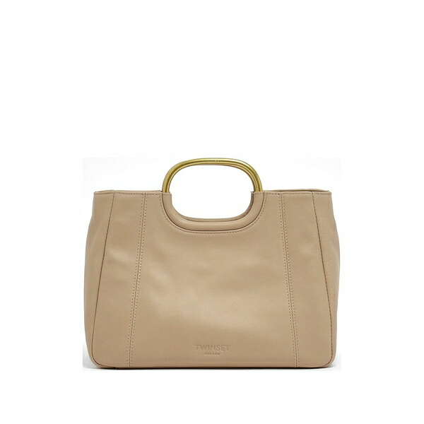 ツインセット レディース トートバッグ バッグ Metal-handle leather tote bag Neutrals｜asty 49,680円