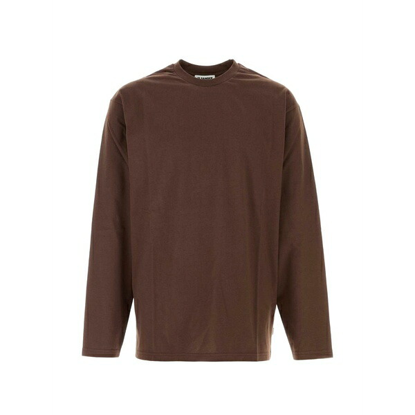 ジル・サンダー メンズ ティーシャツ トップス Long-sleeve cotton t-shirt Brown Tシャツ・カットソー-メンズファッション-トップス