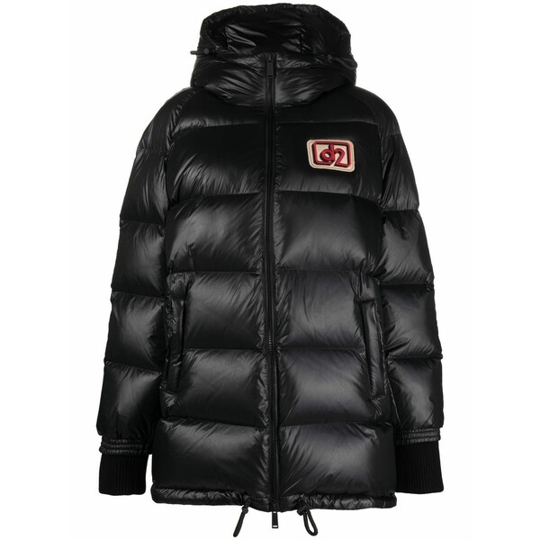 ディースクエアード レディース 厚地の外套 アウター Logo-patch padded coat Black