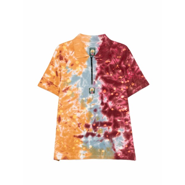 ブレインデッド メンズ スポーツシャツ トップス Tie-dye zip-up polo shirt Red