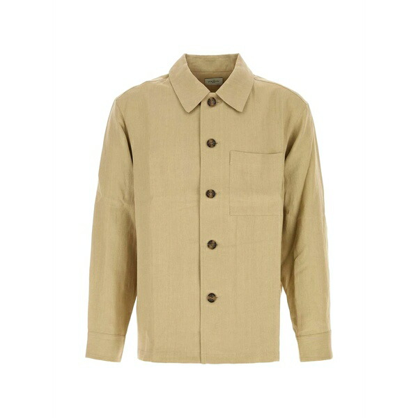 ル・カシャ メンズ 上衣＆上衣 アウター Button linen overshirt Neutrals コート・ジャケット-メンズファッション