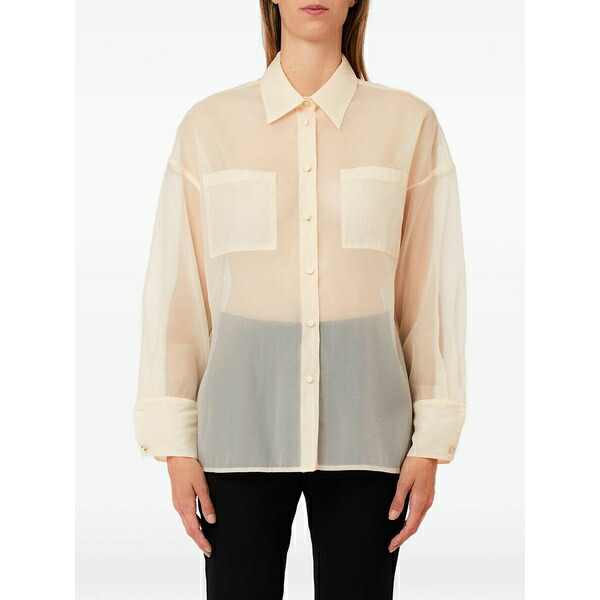 リュージョー レディース シャツ トップス Semi-sheer shirt Yellow|asty