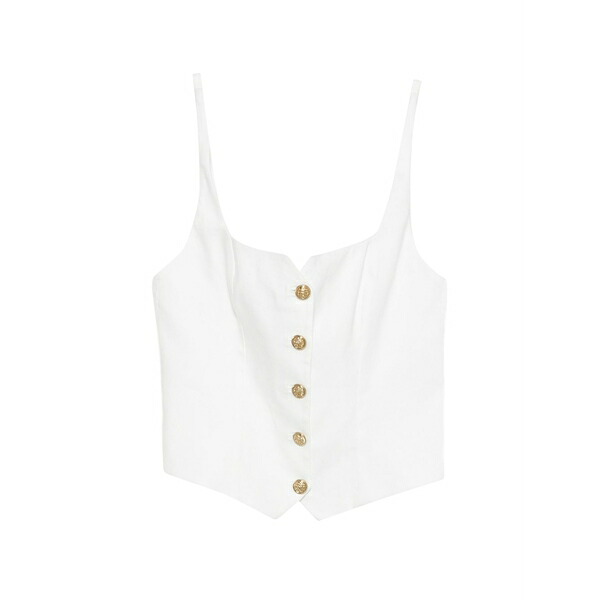 アリス アンド オリビア レディース カットソー トップス Button tank top White｜asty