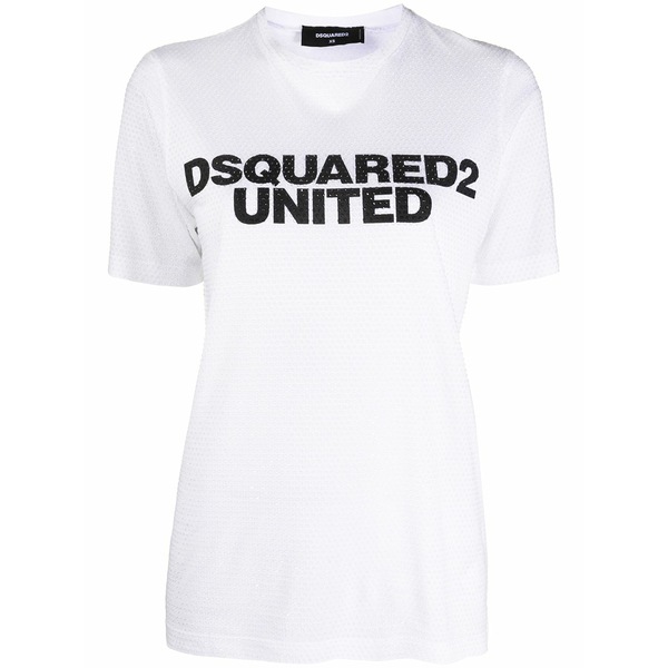 ディースクエアード レディース ティーシャツ トップス Logo print cotton t-shirt White