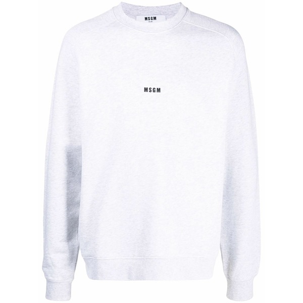 エムエスジイエム メンズ 編み物\u0026スウェーター アウター Logo-print crew neck jumper Grey